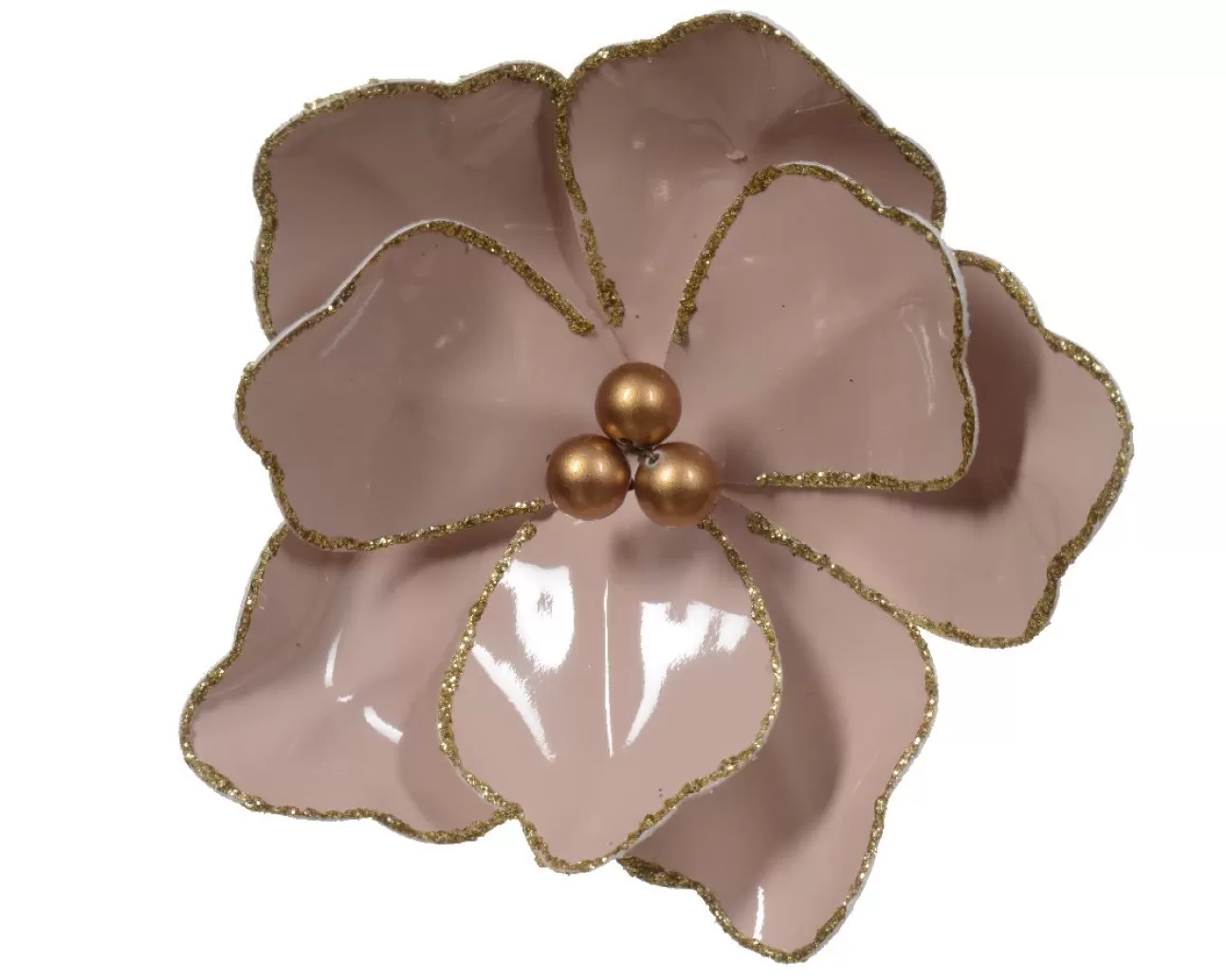 * Addobbi Di Natale | Fiore Con Clip E Bacche Rosa 15X8Cm