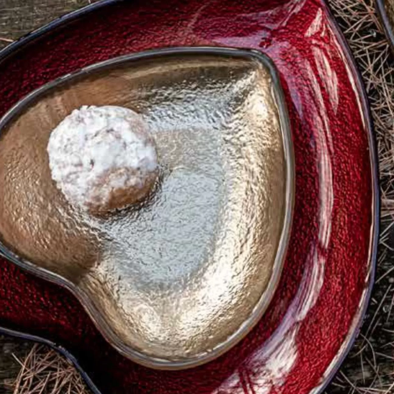 * Tavola Natalizia | Piattino Cuore Oro In Vetro