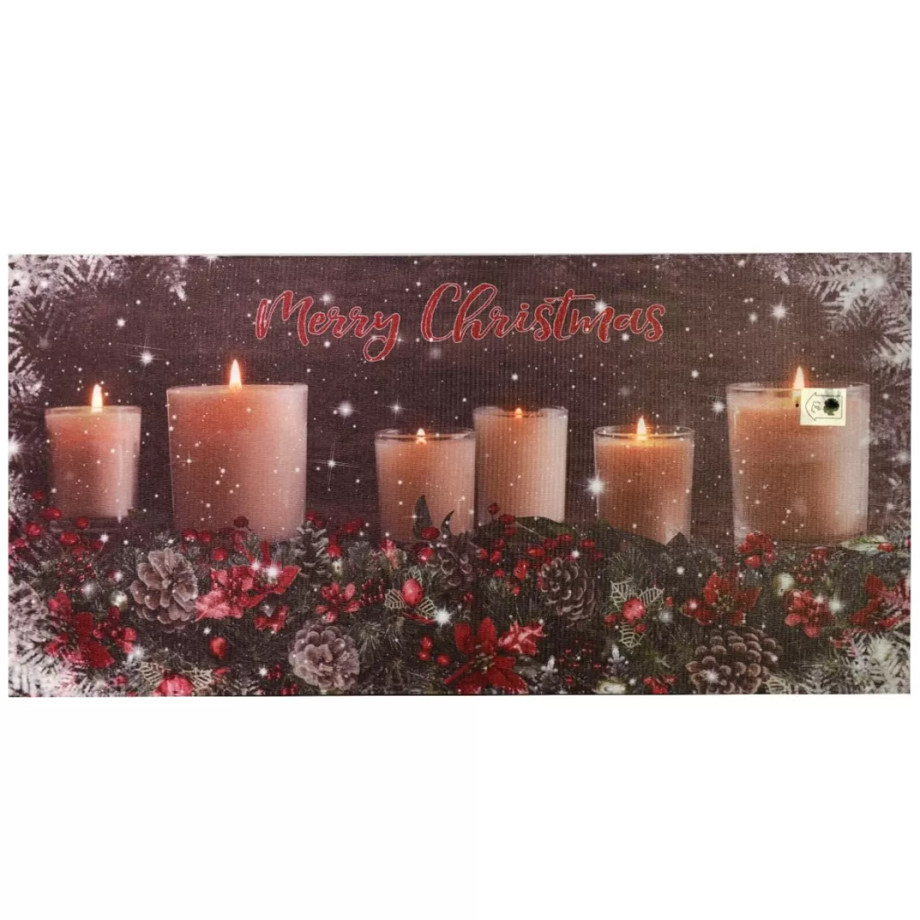 * Luci Di Natale | Quadro Natalizio Con Candele 60X30X1,8Cm Con Microled Bianco Caldo