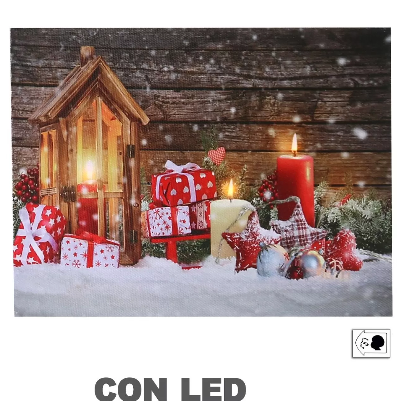 * Luci Di Natale | Quadro Natalizio Con Regali 20X15H2,5Cm Con Microled Bianco Caldo