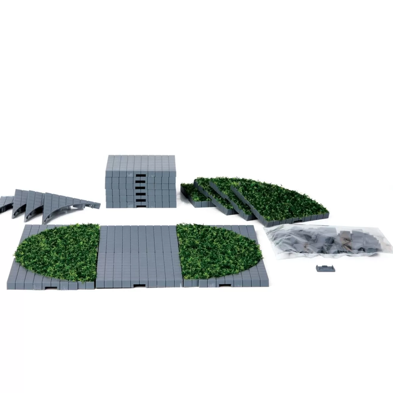 LEMAX Lemax | Strada Grigia E Con Erba - Plaza System Grey 24 Pezzi